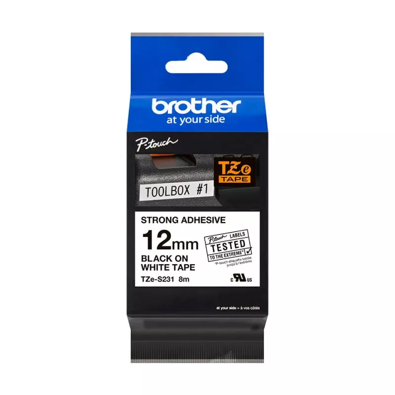 Kleebislint Brother TZeS231 must valgel 1,2 cm 8 m
