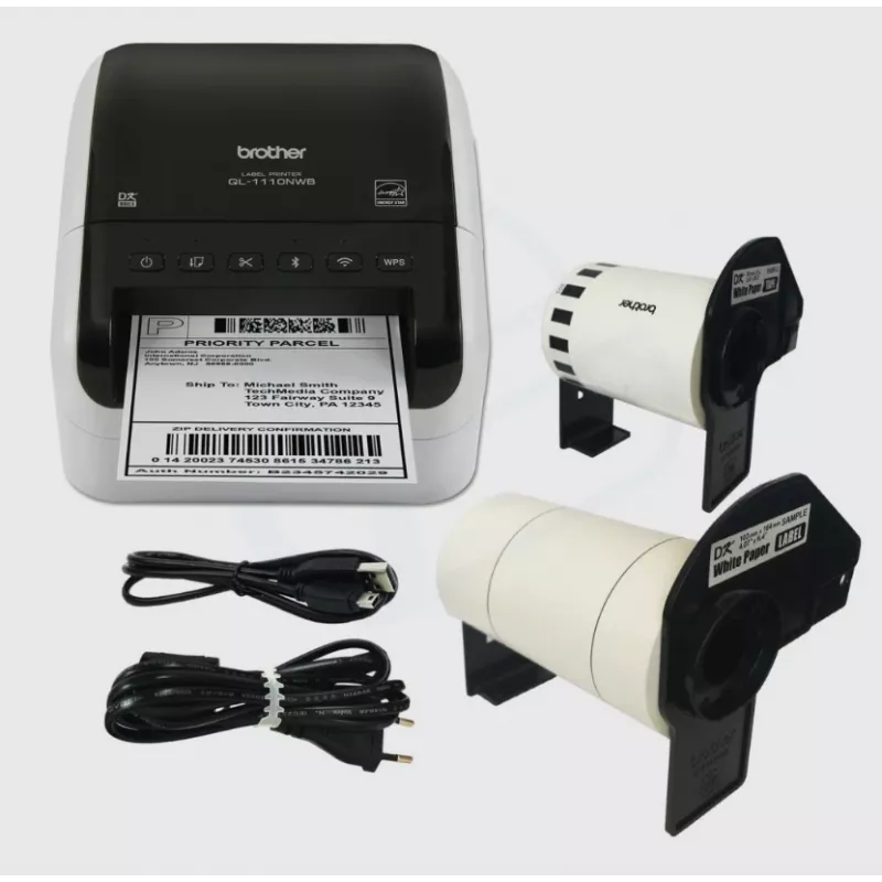 Brother QL-1110NWB, DK, otsesoojendusega, 300 x 300 DPI, 110 mm/s, juhtmega ja juhtmevaba, must, valge