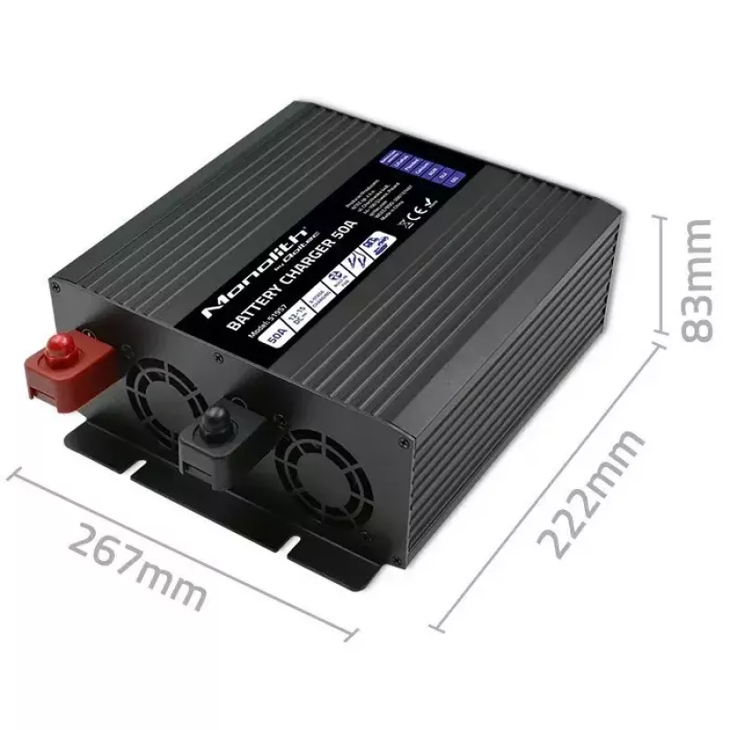 Akulaadija QOLTEC 51957 50A 12V LiFePO4, AGM, GEL, SLA akudele