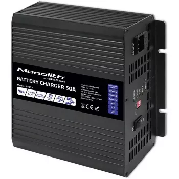Akulaadija QOLTEC 51957 50A 12V LiFePO4, AGM, GEL, SLA akudele