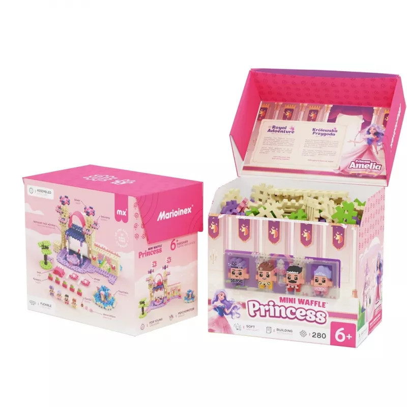 Ehituskomplekt Marioinex Waffle Mini Blocks printsess — 280 tükki, mitmevärviline, karp, vanus 6+