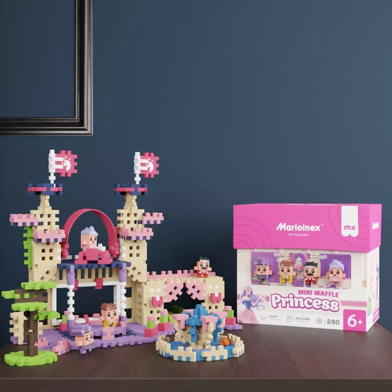 Ehituskomplekt Marioinex Waffle Mini Blocks printsess — 280 tükki, mitmevärviline, karp, vanus 6+