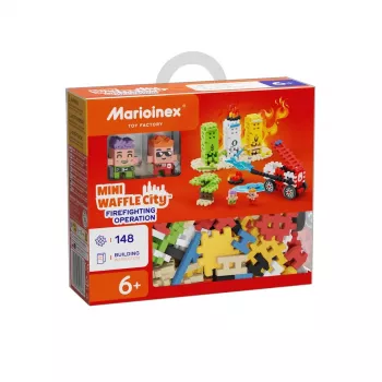 Mängukonstruktor Marioinex Blocks Waffle mini Tuletõrjeoperatsioon, 148 osa, mitmevärviline, vanus 6+