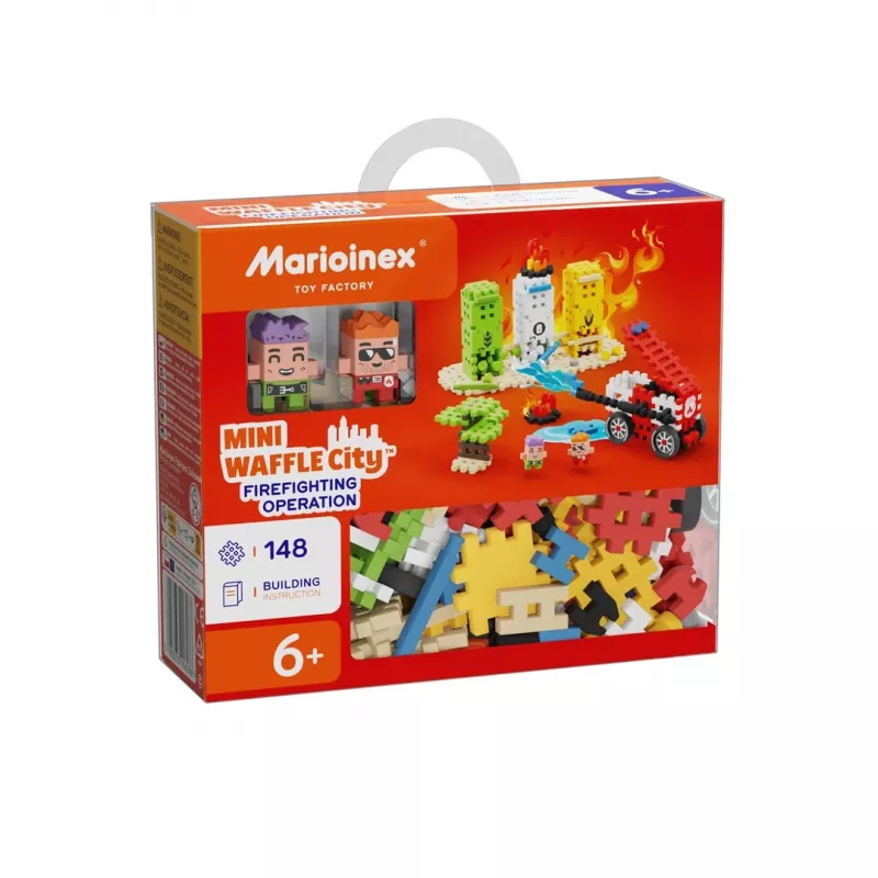 Mängukonstruktor Marioinex Blocks Waffle mini Tuletõrjeoperatsioon, 148 osa, mitmevärviline, vanus 6+