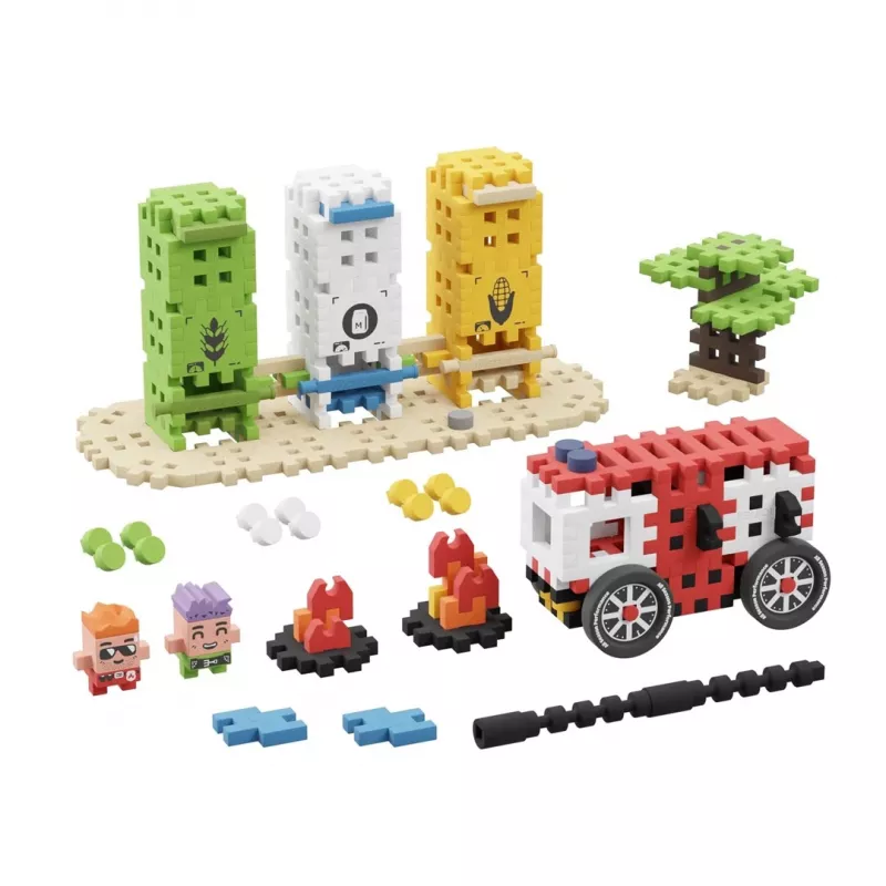 Mängukonstruktor Marioinex Blocks Waffle mini Tuletõrjeoperatsioon, 148 osa, mitmevärviline, vanus 6+