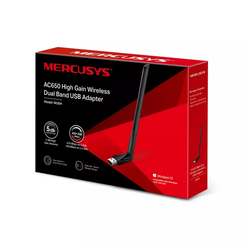 Mercusys AC650 kõrge võimendusega kaheribaline USB-adapter