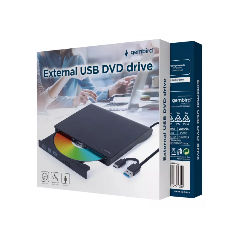 Gembird DVD-USB-03 väline USB DVD-seade, must