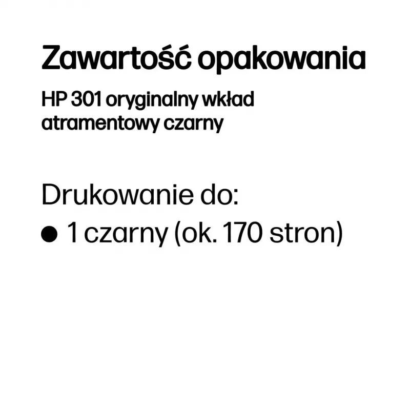 HP 301 must originaal tindikassett