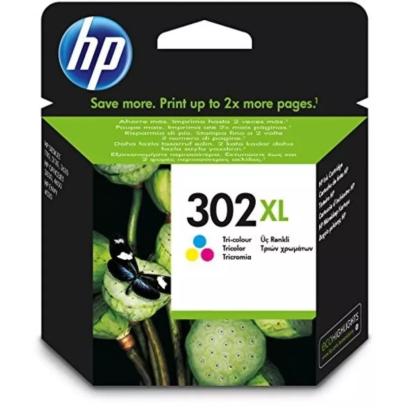 HP 302XL kõrge tootlikkusega kolmevärviline originaal tindikassett