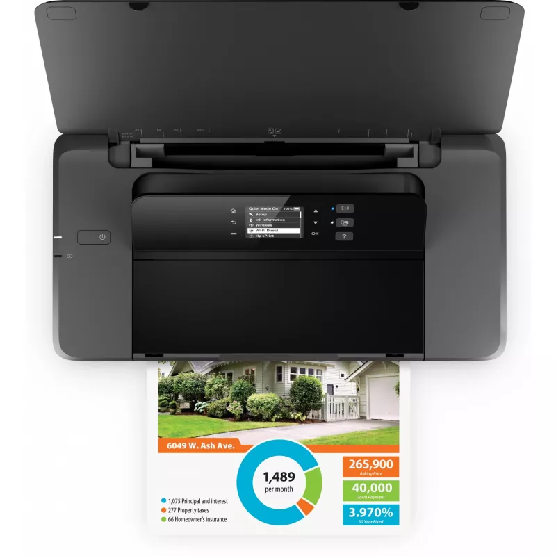 HP Officejet 200 mobiilne printer, värviline tindiprinter, A4, 1200x1200 dpi, 20 lk/min mustvalge, 19 lk/min värviline, 50 lehte, USB, Wi-Fi