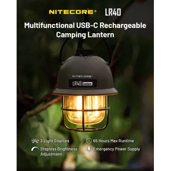 USB-toitega matkalatern Nitecore LR40 100 lm oliiv