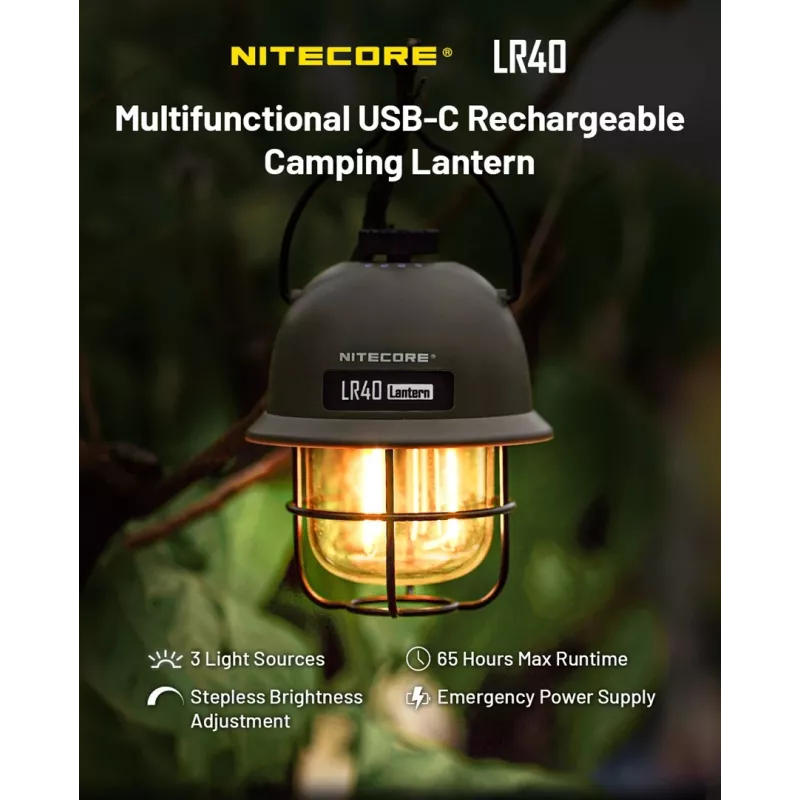 USB-toitega matkalatern Nitecore LR40 100 lm oliiv