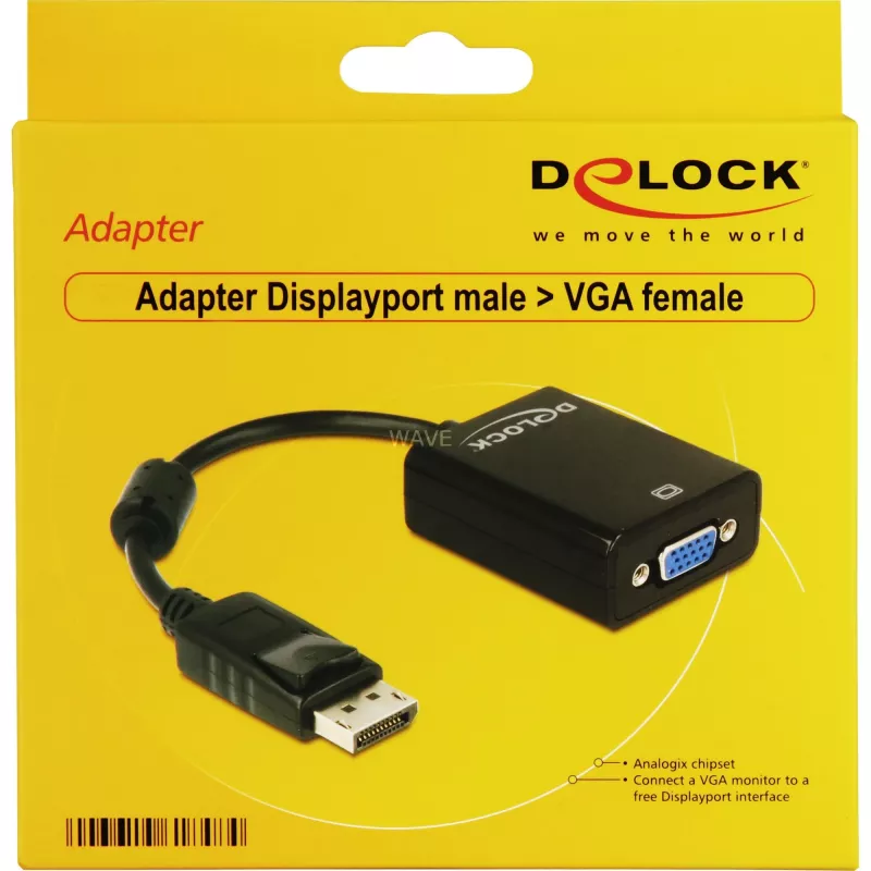 DeLOCK 61848 videokaabli adapter 0,125 m VGA (D-Sub) DisplayPort Must