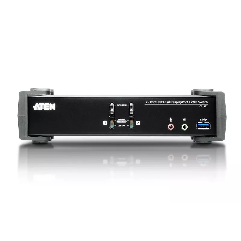 ATEN 2-pordiline USB 3.1 Gen 1 4K DisplayPort 1.2 KVMP™ lüliti heliga (KVM-kaablid kaasas)
