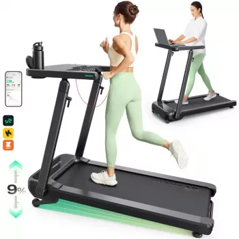 Urevo jooksulint sisseehitatud töö- ja treeningulauaga Foldi 3S Maksimaalne kasutaja kaal 120 kg Minimaalne kiirus 1 km/h Maksimaalne kiirus 12 km/h
