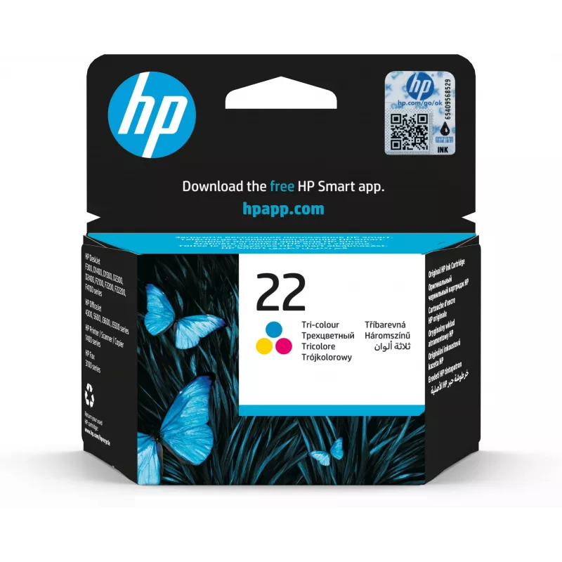 HP 22 originaal tindikassett kolmevärviline standardmahutavus 5 ml 165 lehekülge 1-pakk
