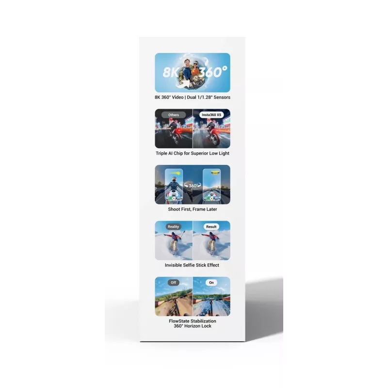 Insta360 X5 Bundle action- ja spordikaamera 72 MP 8K Ultra HD 360°