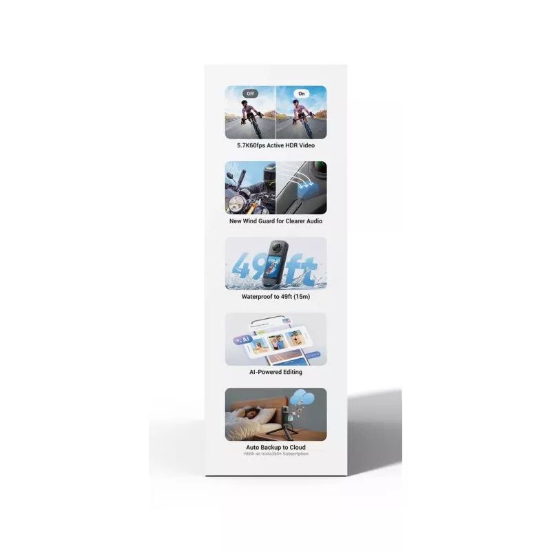 Insta360 X5 Bundle action- ja spordikaamera 72 MP 8K Ultra HD 360°