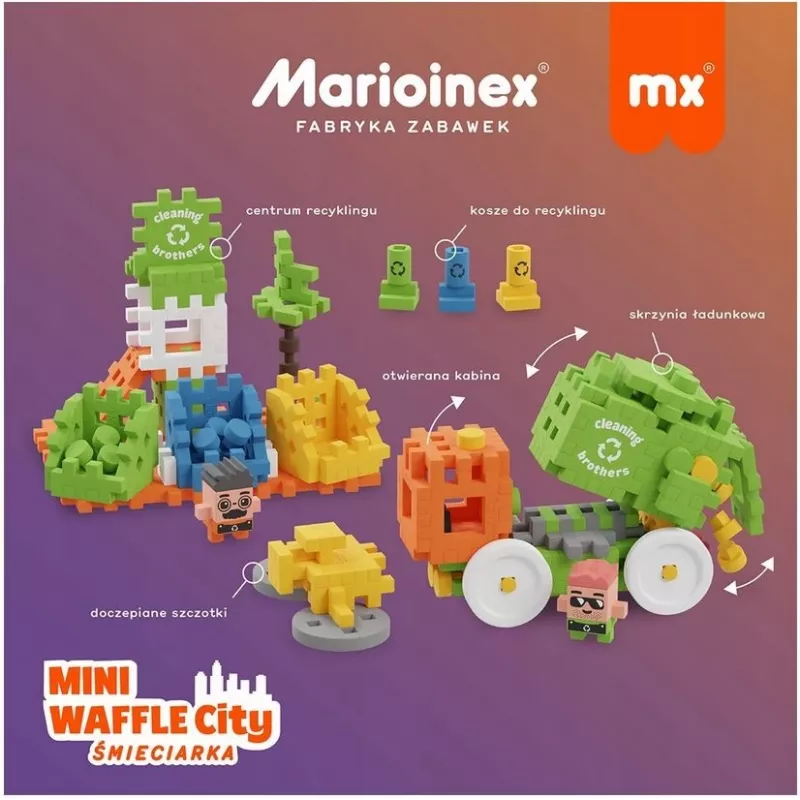 Mänguklotsid Marioinex Blocks Waffle mini Prügiauto 14 tk 903131