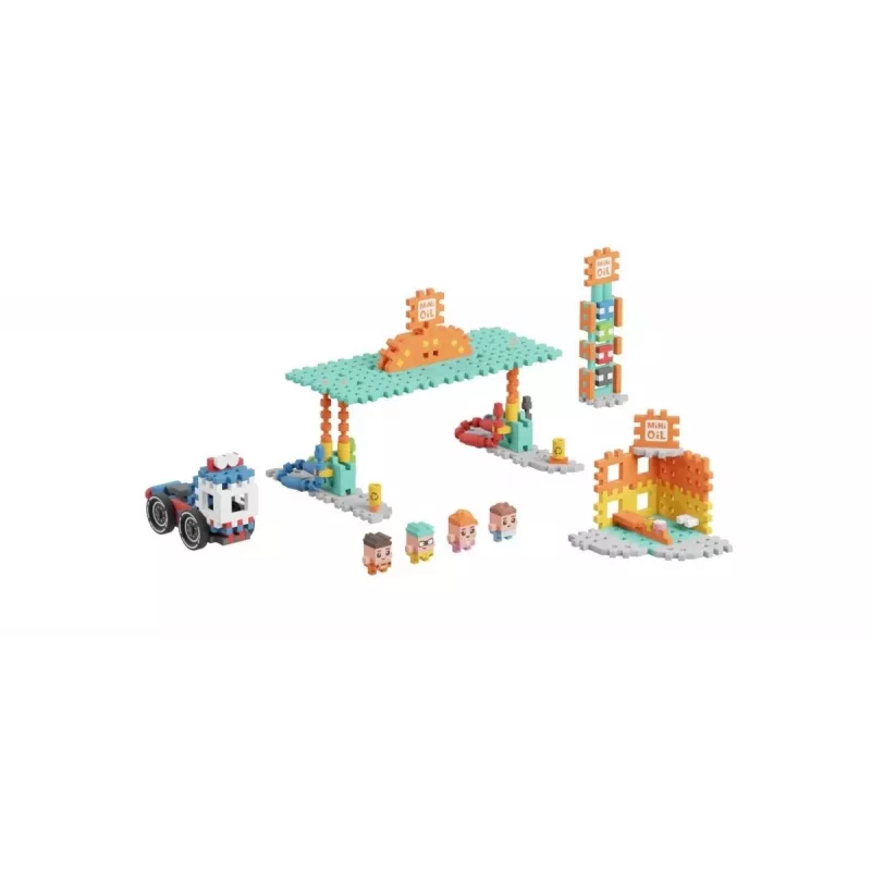 Mänguklotsikomplekt Marioinex Mini Waffle Blocks Gaasijaam, 148 tk, mitmevärviline, alates 6. eluaastast