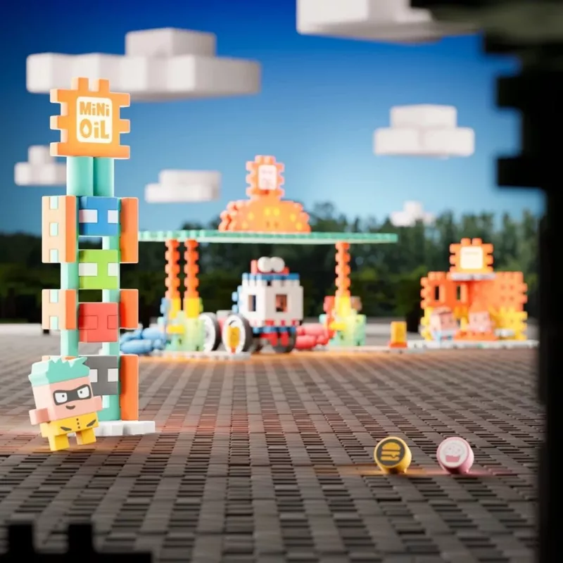 Mänguklotsikomplekt Marioinex Mini Waffle Blocks Gaasijaam, 148 tk, mitmevärviline, alates 6. eluaastast
