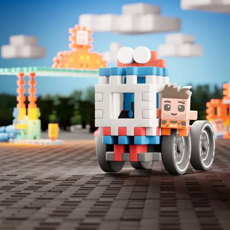 Mänguklotsikomplekt Marioinex Mini Waffle Blocks Gaasijaam, 148 tk, mitmevärviline, alates 6. eluaastast