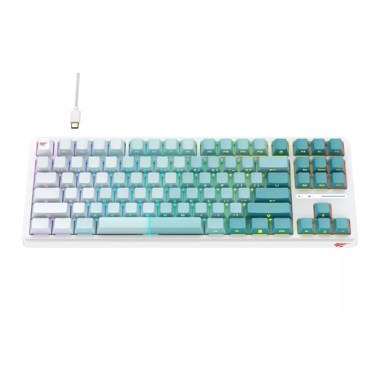 Havit KB901L mänguklaviatuur valge ja roheline USB juhtmega RGB LED