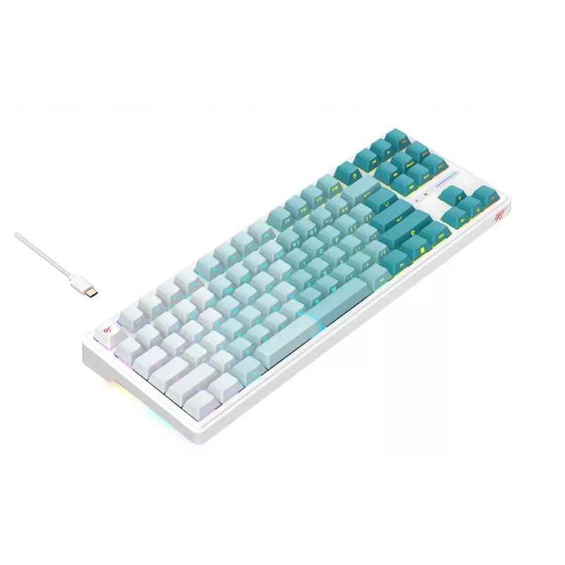 Havit KB901L mänguklaviatuur valge ja roheline USB juhtmega RGB LED