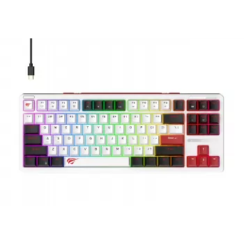 Havit KB902L mänguriklaviatuur 80% juhtmega USB QWERTY 88 klahvi RGB LED