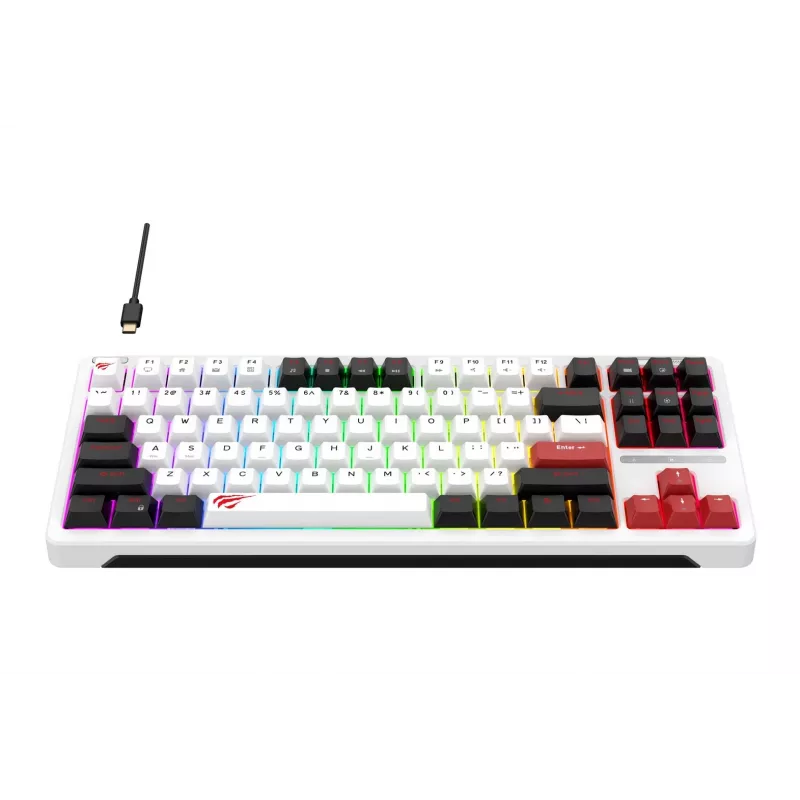 Havit KB902L mänguriklaviatuur 80% juhtmega USB QWERTY 88 klahvi RGB LED