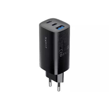 Havit UC20 kolme pordiga GaN 65 W reisilaadija must