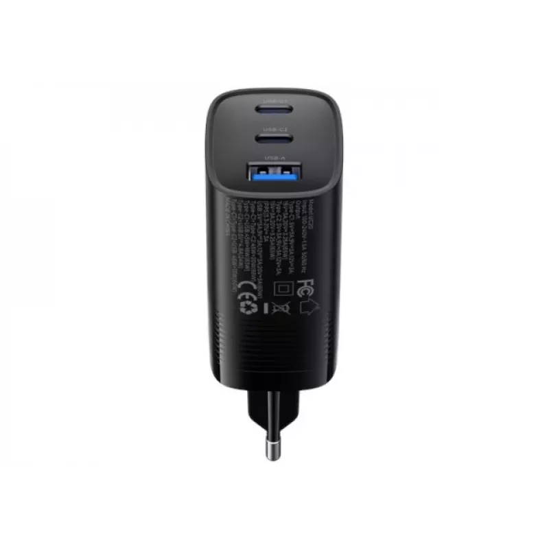 Havit UC20 kolme pordiga GaN 65 W reisilaadija must