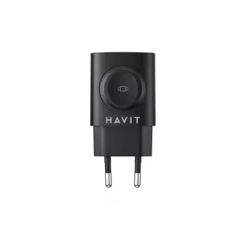 Havit UC132 EU GaN 22W kahepordiline laadija juhtmevaba laadimisega, must