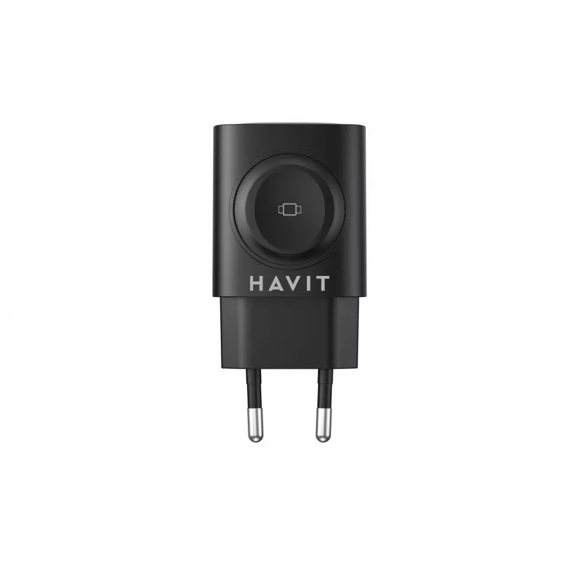 Havit UC132 EU GaN 22W kahepordiline laadija juhtmevaba laadimisega, must