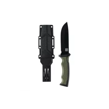 Mitmeotstarbeline nuga 101 INC Bushawk 9244 — roostevabast terasest 3Cr13 110 mm tera, roheline plastist käepide, libisemiskindel pind, koos kestaga