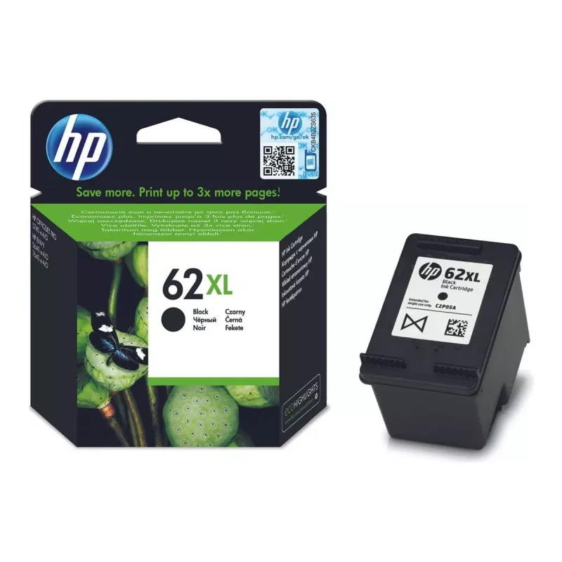 HP 62XL originaal tindikassett C2P05AE 301 must suure mahutavusega 1-pakend blister mitmik-silt