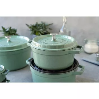Staub Round Cast Iron Casserole 5.2 L, Mint - La Cocotte 26 cm