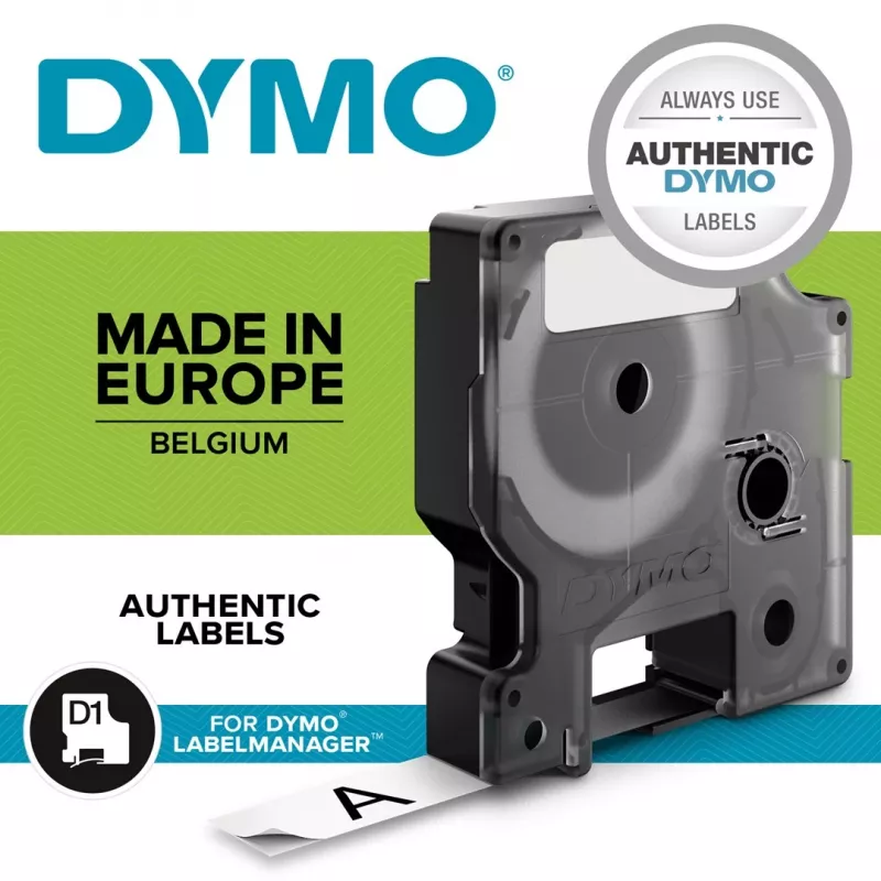 DYMO D1 Durable - Must valgel - 12mm