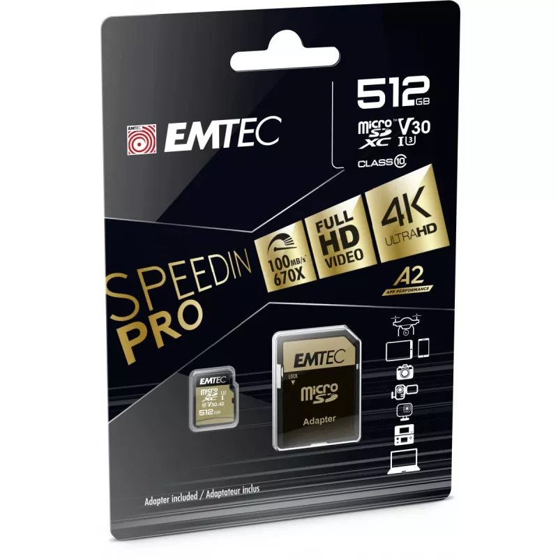 Mälukaart Emtec 512GB MicroSDXC UHS-I ECMSDM512GXC10SP