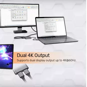 Videokaabli adapter UNITEK V1404A 0,15 m USB USB-C 2 x DisplayPort