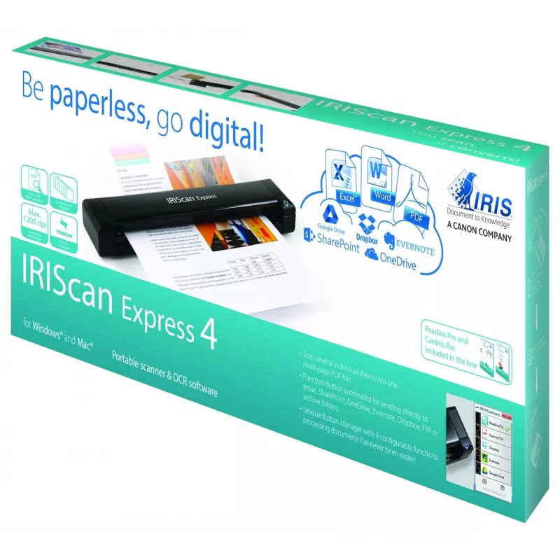 I.R.I.S. IRIScan Express 4 Lehtsööt-skanner 1200 x 1200 DPI A4 Must