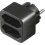 toiteadapter 1x maandatud pistik > 2x Euro, pistikuadapter must, ruumisäästlik jaoturpistik