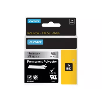 DYMO 19 mm RHINO püsiv polüester - must hallile - polüester - D1 - Belgia - karp (S0718200)