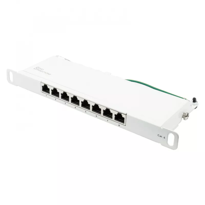 Patchpanel 25,40cm (10) Cat. 6, 8-Port, 0,5 HE, STP geschirmt, werkzeugloses Öffnen, Reinweiß (RAL9010), Good (GC-N0125)