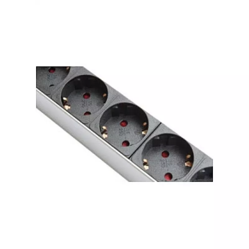 Toitejaotur 48,30 cm (19), 1HE, maandatud pistik 8x maandatud pistikupesa, ülepingekaitse, lüliti, alumiiniumprofiil, Good Connections® (GC-N0087)