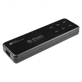 USB-Desktop-Schnellladestation 120W, 6-Port (6x USB-Câ„¢), PD 3.0, QC 4+, schwarz, Good Connections (PCA-D003S)