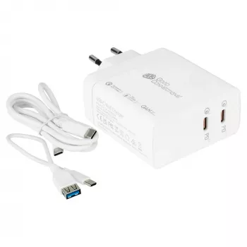 Good Connections GC USB kiirlaadija 140 W GaN-tehnoloogia, 2× USB-C, PD 3.1, QC 5.0, PPS valge – USB kiirlaadija 140 W – nutitelefonidele