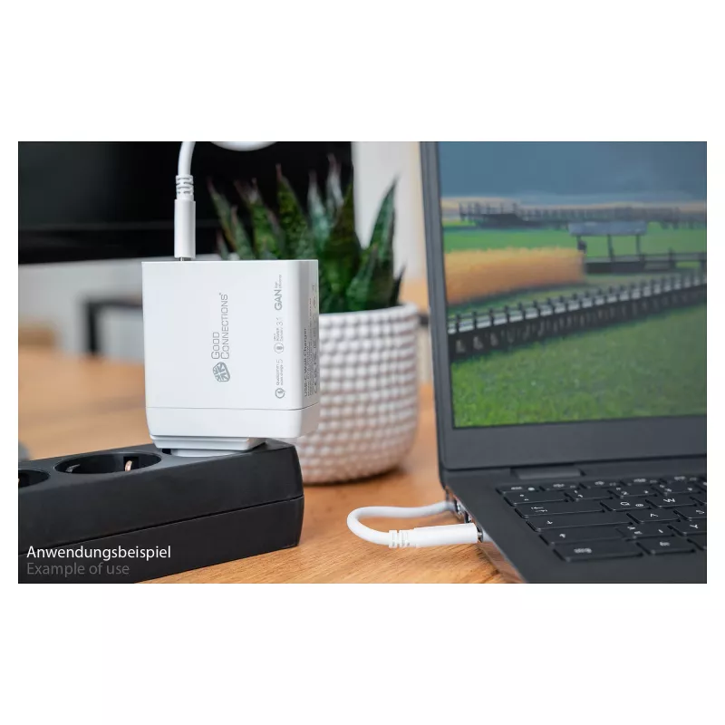 Good Connections GC USB kiirlaadija 140 W GaN-tehnoloogia, 2× USB-C, PD 3.1, QC 5.0, PPS valge – USB kiirlaadija 140 W – nutitelefonidele