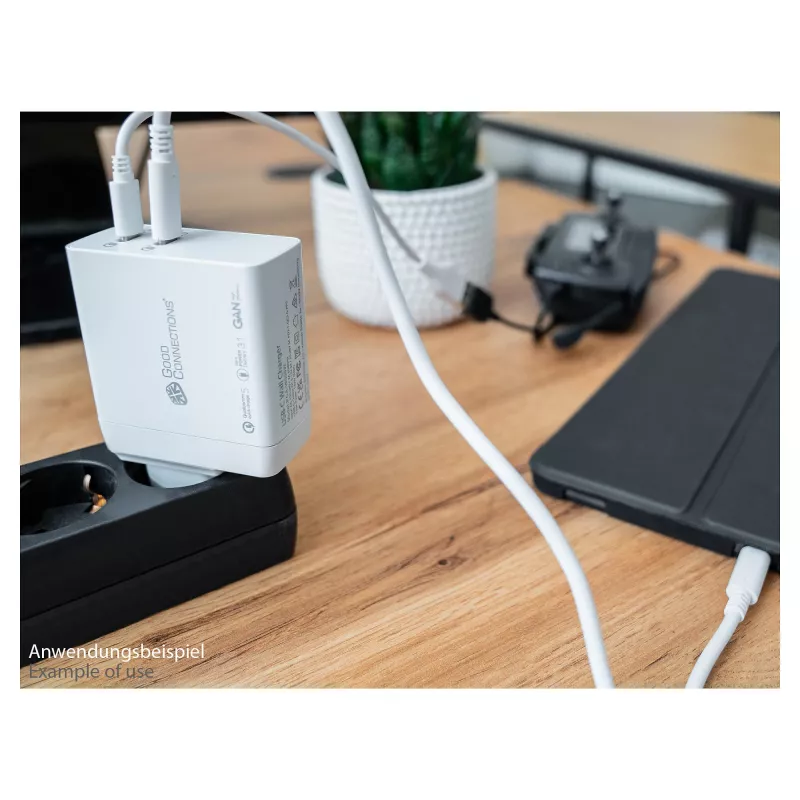 Good Connections GC USB kiirlaadija 140 W GaN-tehnoloogia, 2× USB-C, PD 3.1, QC 5.0, PPS valge – USB kiirlaadija 140 W – nutitelefonidele