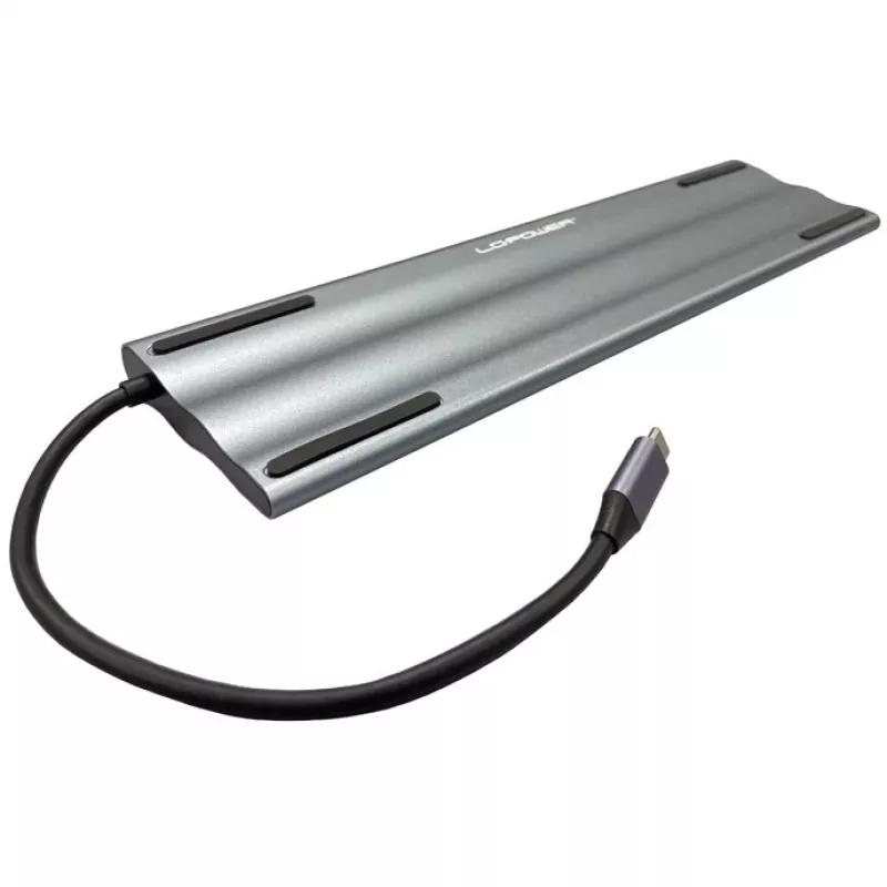 LC-Power LC-HUB-C-MULTI-8 USB-C kuni 3xUSB-A/2xUSB-C/HDMI/VGA/MicroSD/SD/RJ45/Audio